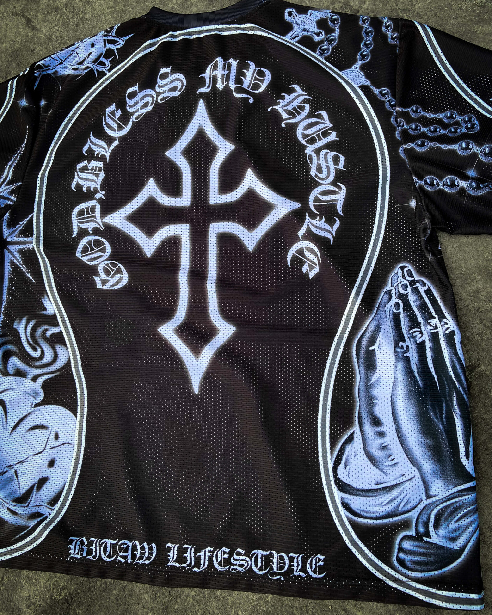 Bitaw Lifestyle God Bless My Hustle Jersey – Oversized Mesh - Image 2